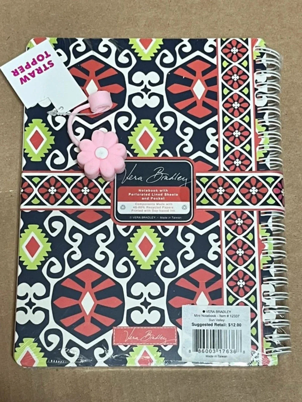 Vera Bradley Journal w/free straw topper